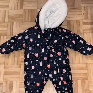 George Kids Jacket - Black with Multicolor Owl Print